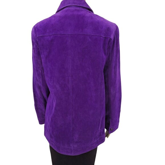 Terry Lewis Purple Genuine Leather Jacket Classic Luxuries Womens Coat With Extr - Picture 3 of 11